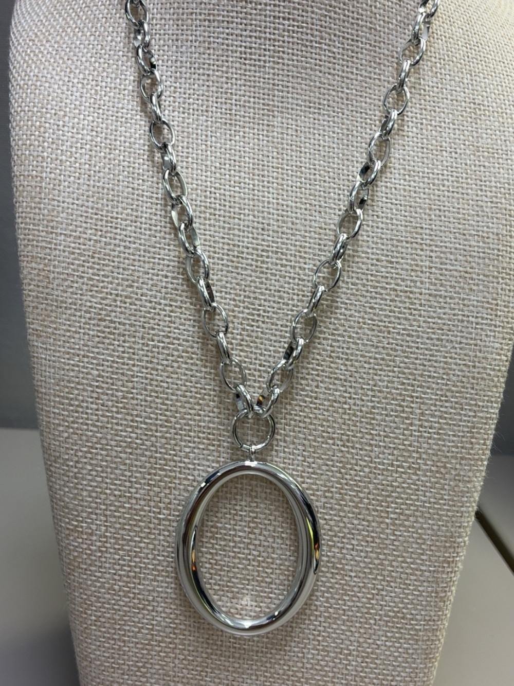 Silver Oval Pendant Necklace - Women Jewelry Waterproof